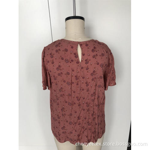 Ladies round neck lace short sleeves top